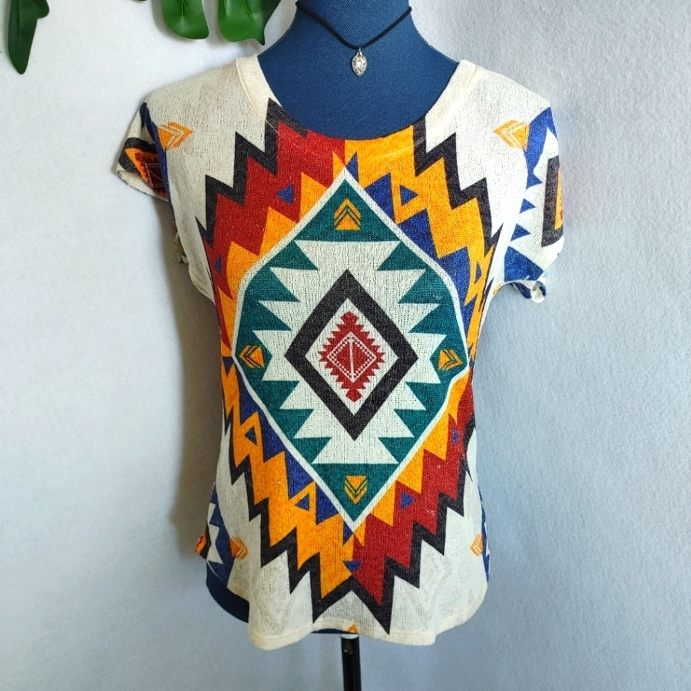 Gaze Boho Tribal Aztec Lightweight Sweater